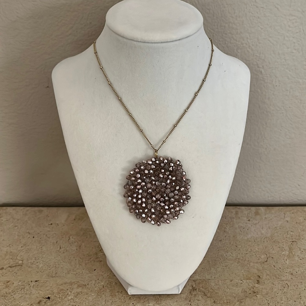 Vici Gold Tone and Mauve Pink Tone Beaded Necklace